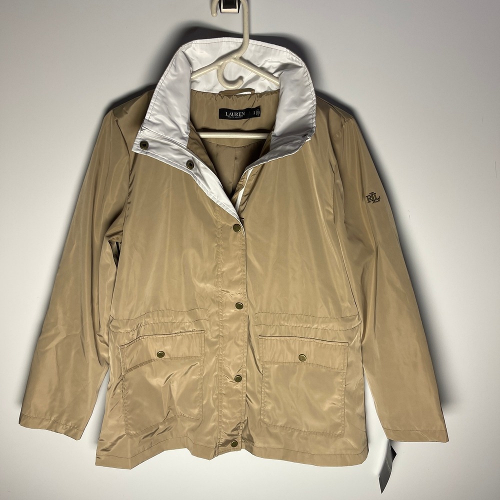 Lauren Ralph Lauren Womens Tan Beige Full Zip Windbreaker Jacket SP NWT